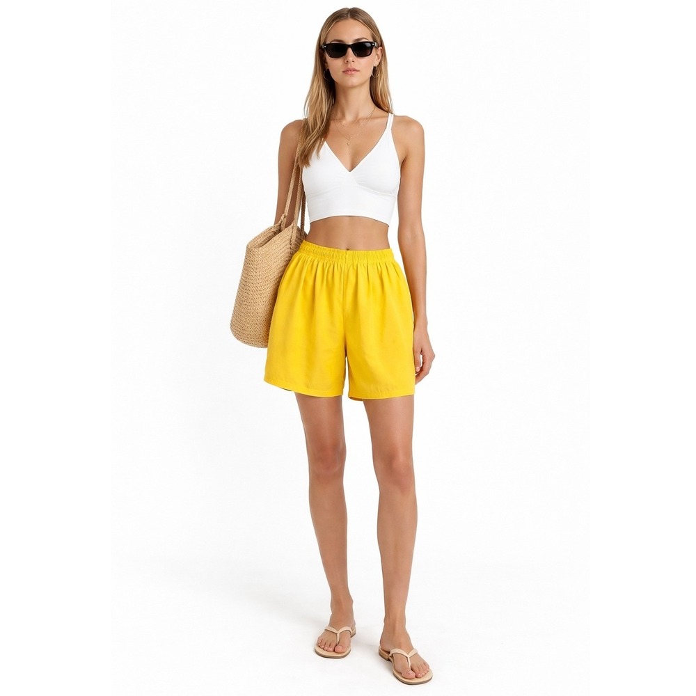 Jams‎ World Yellow Shorts Women's Elastic Waist Lightweight Summer Casual XS